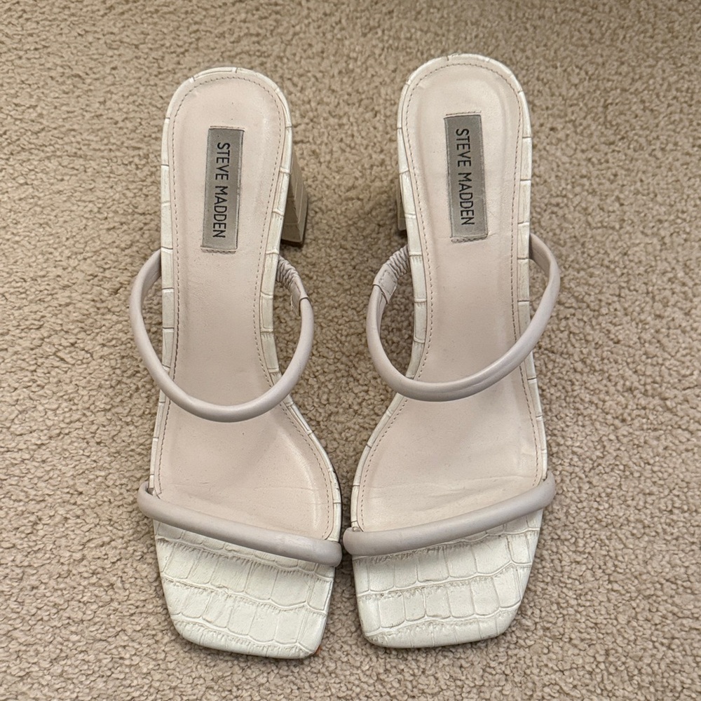 Steve Madden Women's White and Cream Heeled Sandals